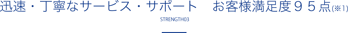 迅速・丁寧なサービス・サポートお客様満⾜度９５点